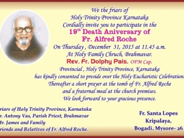19th Death Anniversary of Fr Alfred Roche - Barkur Online